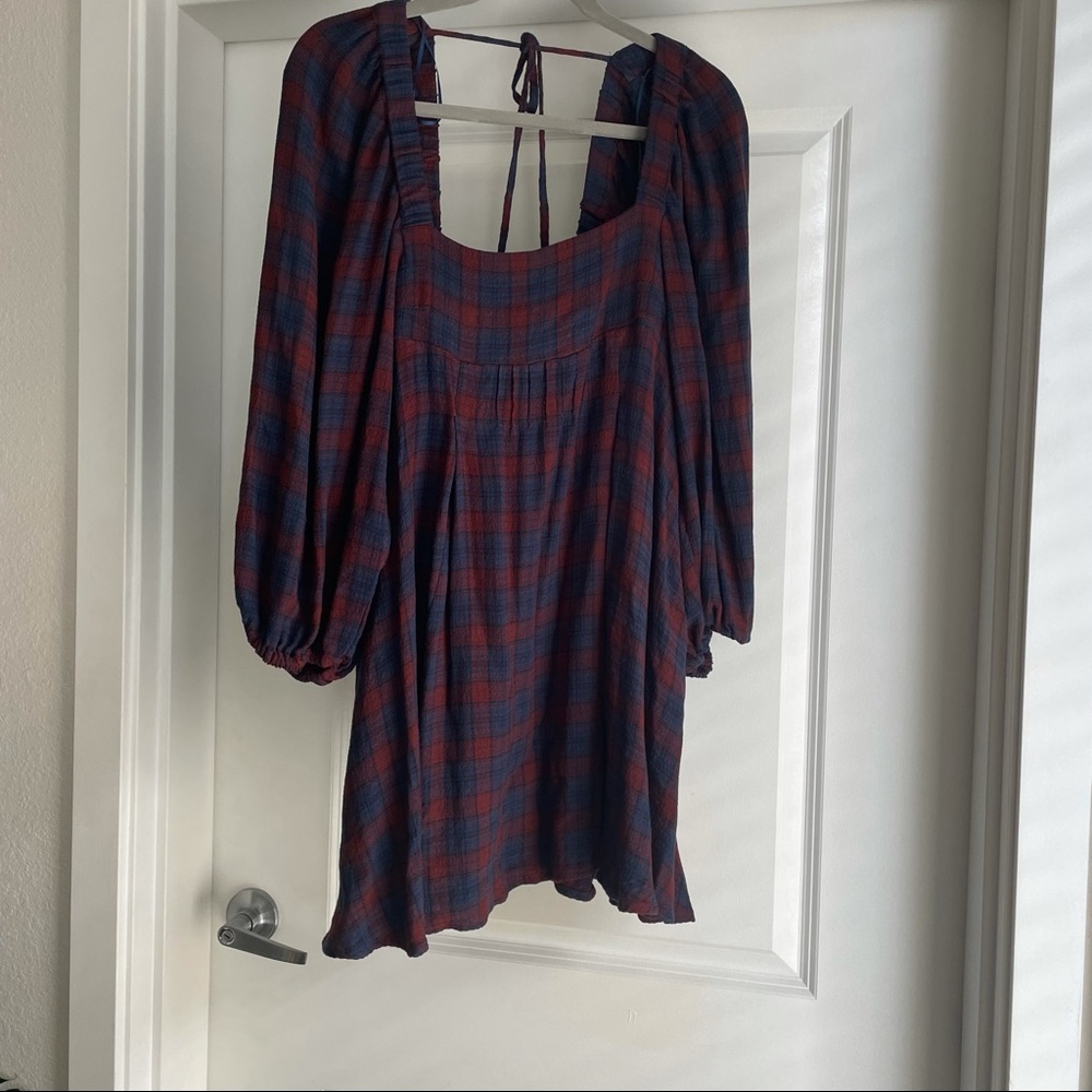 Urban Outfitters Plaid Babydoll Balloon Sleeve Dress Size M